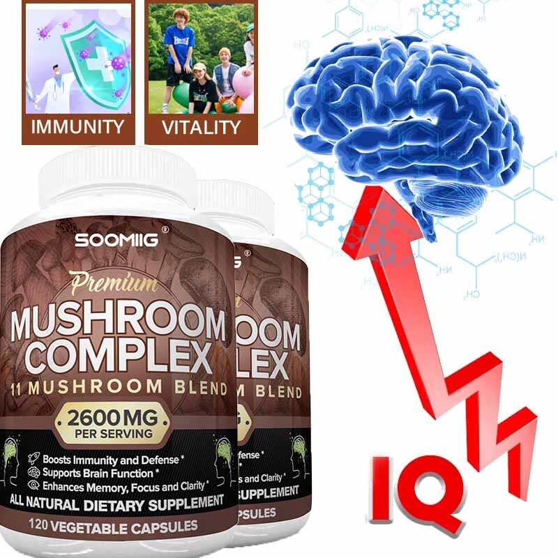 Organic Mushroom Complex Supplement with Lions Mane 30/60/120Capsules