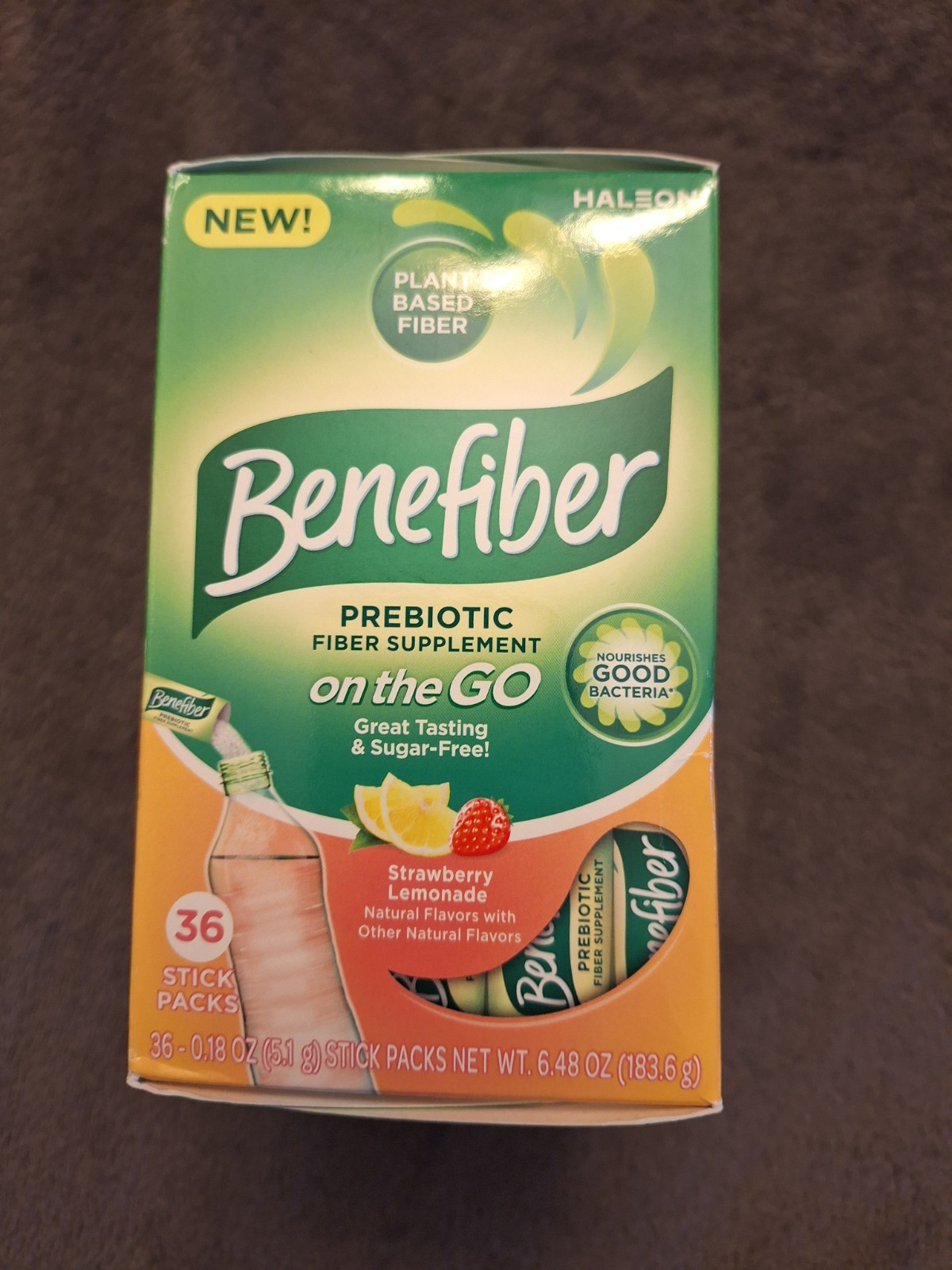 Benefiber On The Go Prebiotic Fiber Supp Strawberry Lemonade 36 Pack Exp 09/2027