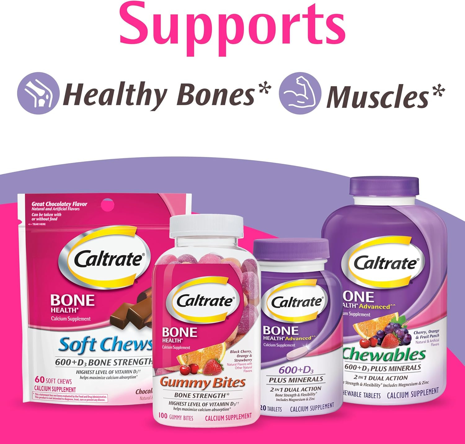 Caltrate 600 plus D3 plus Minerals Calcium and Vitamin D Supplement Tablets, Bon