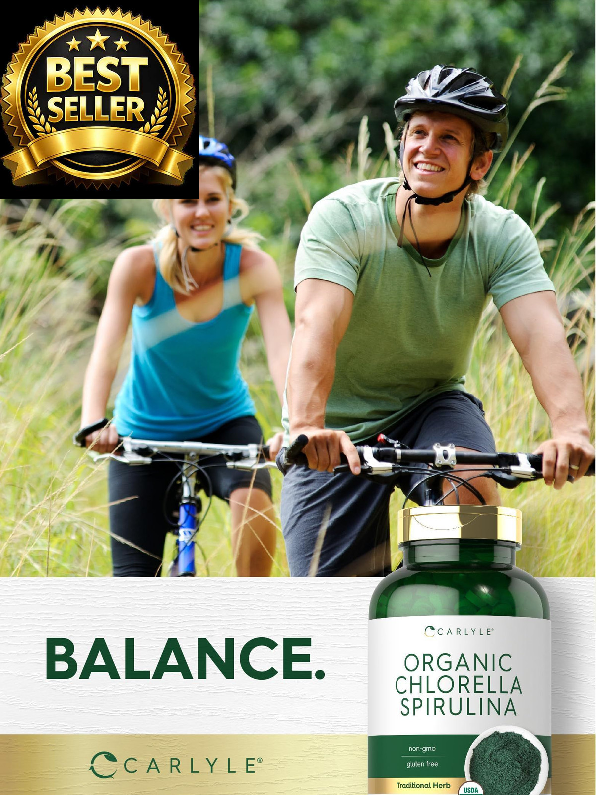 Carlyle Organic Chlorella Spirulina Tablets | 1300 1300 Count (Pack of 1)