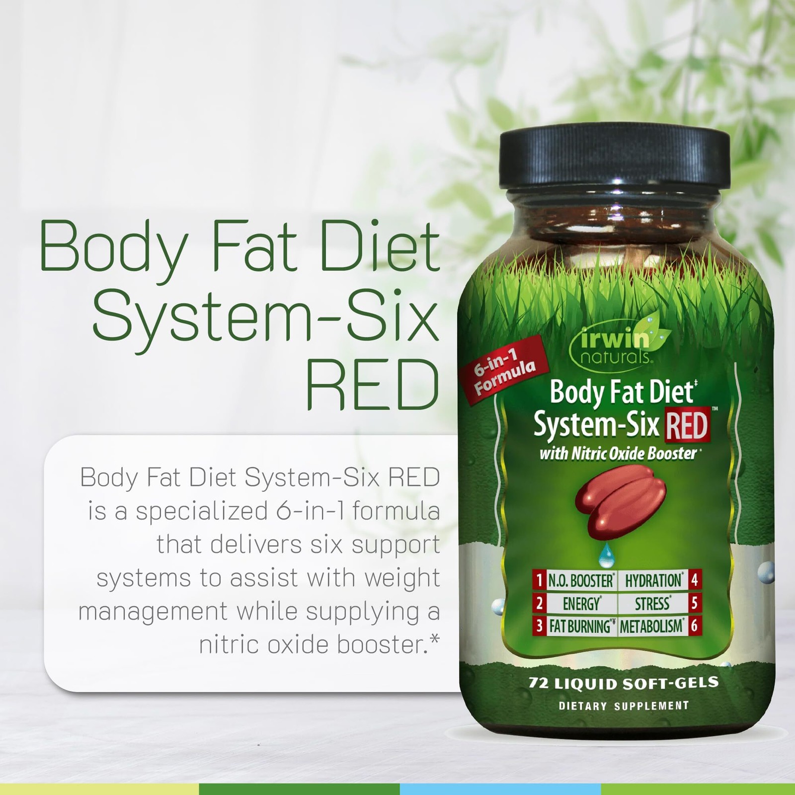 Body Fat Diet, System-Six Red, 72 Liquid Soft-Gels Exp 06/26