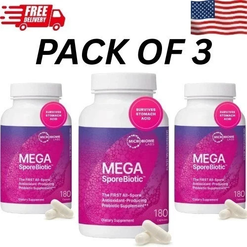 Mega Sporebiotic 180 Probiotic for Gut Health,Microbiome 1 bottles forMen &Women