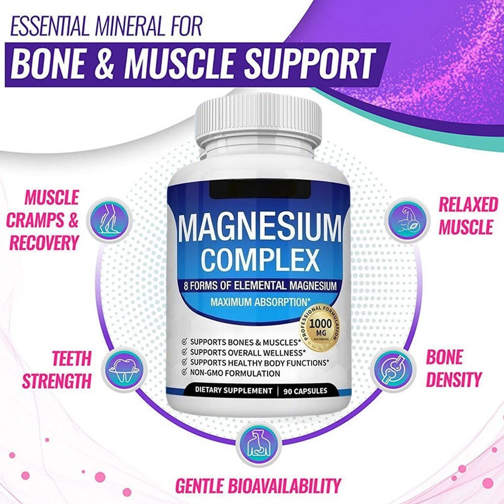 Magnesium 1~5x 8in 1 Complex 1000mg & Blood Sugar Blend Nutrient Combo 90Caps*