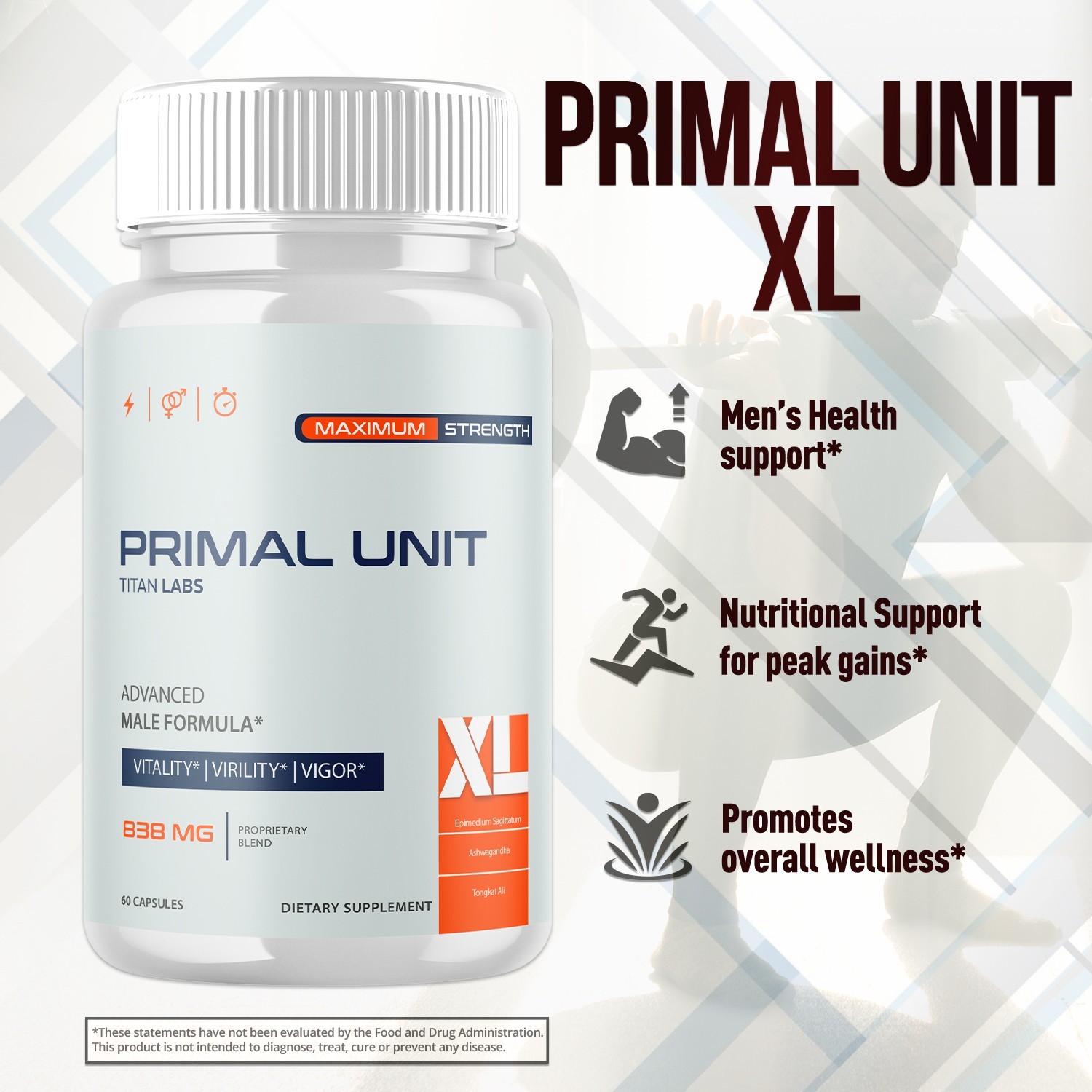 (5 Pack) Primal Unit XL Advanced Male Support Supplement PrimalUnitXL 300 Caps