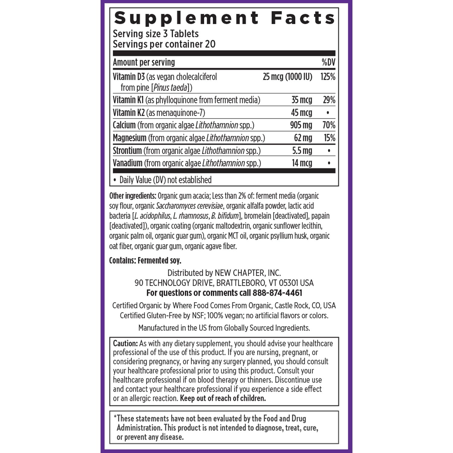 New Chapter Calcium Supplement – Bone Strength Plant-Based USDA Organic Calc…