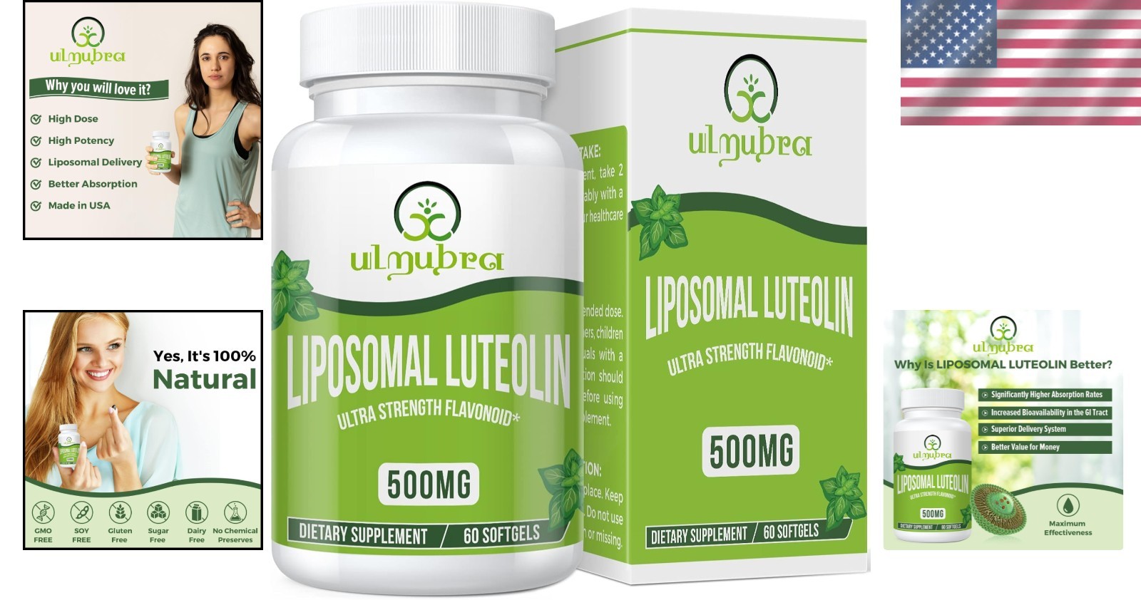 High-Potency Luteolin 500MG Softgels – Non-GMO & Gluten-Free Supplement