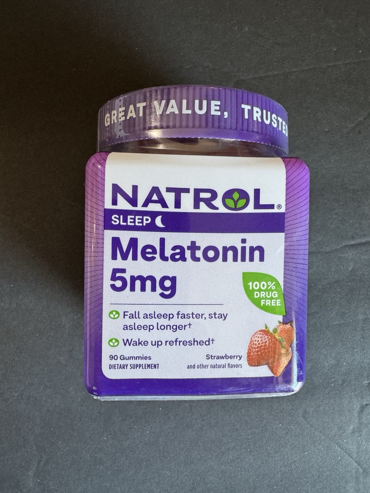Natrol Melatonin 5mg 90 Gummies Strawberry Sleep Aid Exp 02/2026 New