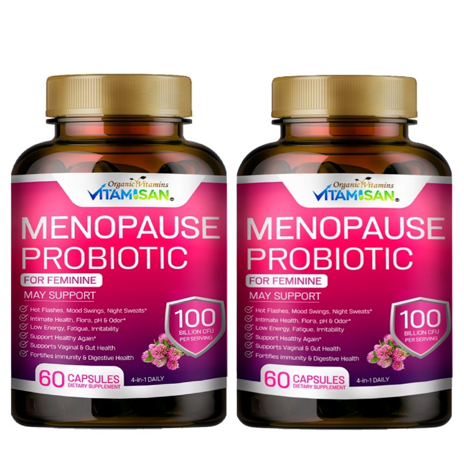 Vitamisan Menopause Probiotic (2 Bottles) | Natural Hormonal Support | 120 Caps