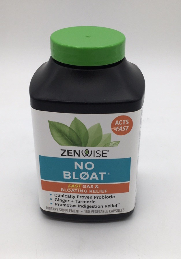 ZENWISE NO BLOAT FAST GAS & BLOATING RELIEF 160 VEGETABLE CAPSULES EXP 11/26