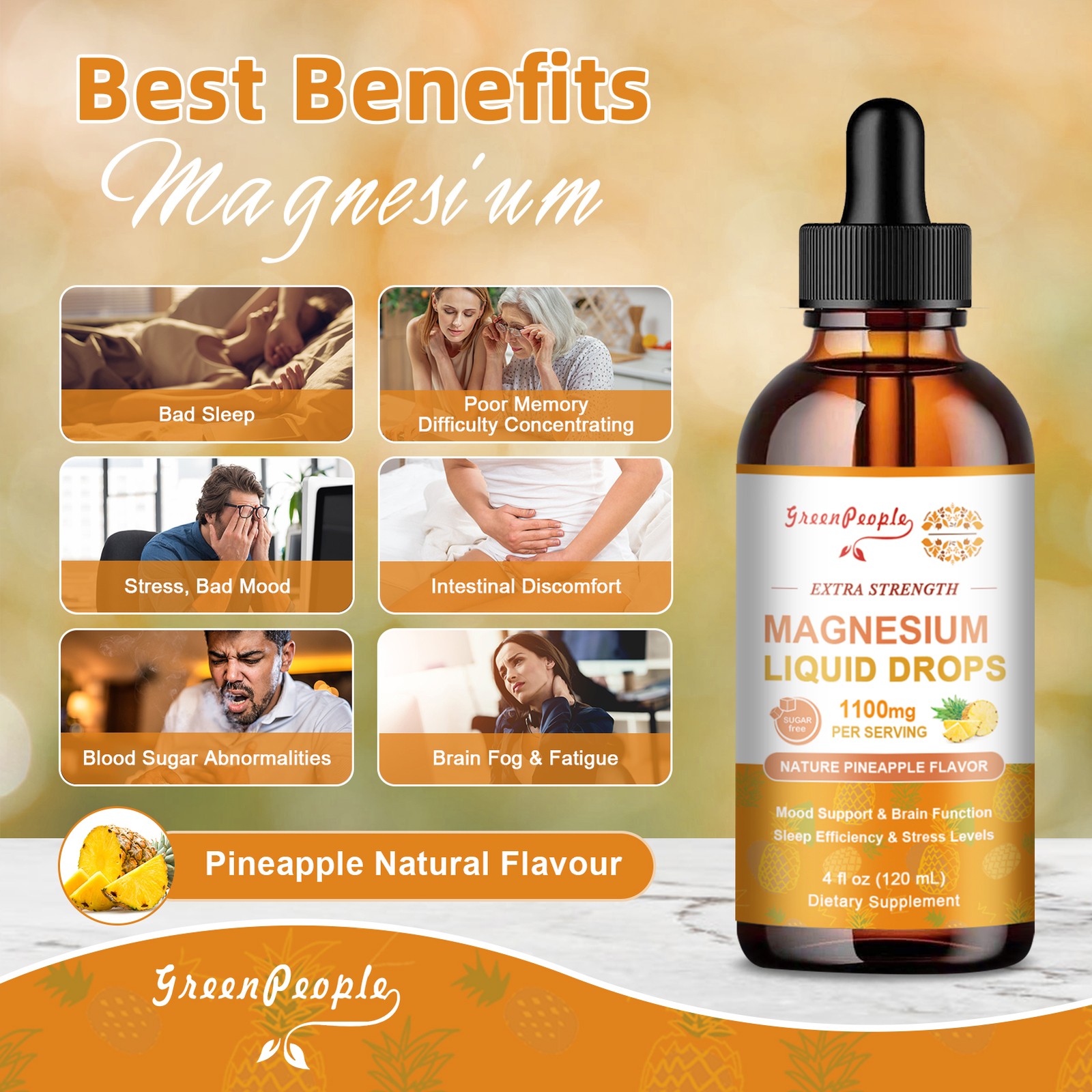 2x Magnesium Liquid Drops Magnesium Glycinate&L-Threonine Mood Support 120ml