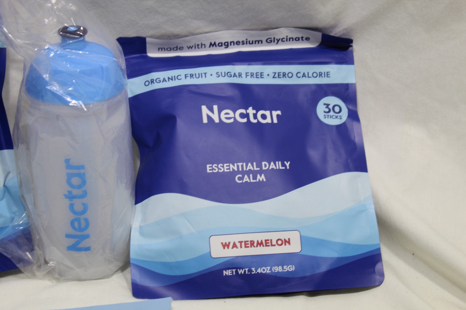 2 Nectar Daily Calm Watermelon (30 packets Each), Energy Sample Pack, Water Bott