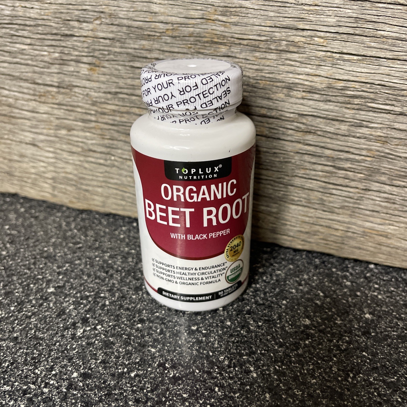 Toplux Organic Beet Root 2040mg with Black Pepper 90 Tablets Energy Circulation