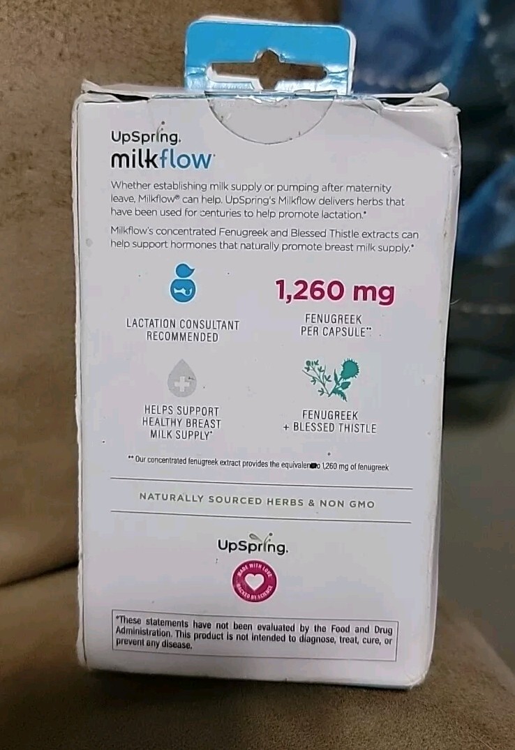 UpSpring MILKFLOW Fenugreek + Blessed Thistle 60 capsules Breastfeeding 01/2025