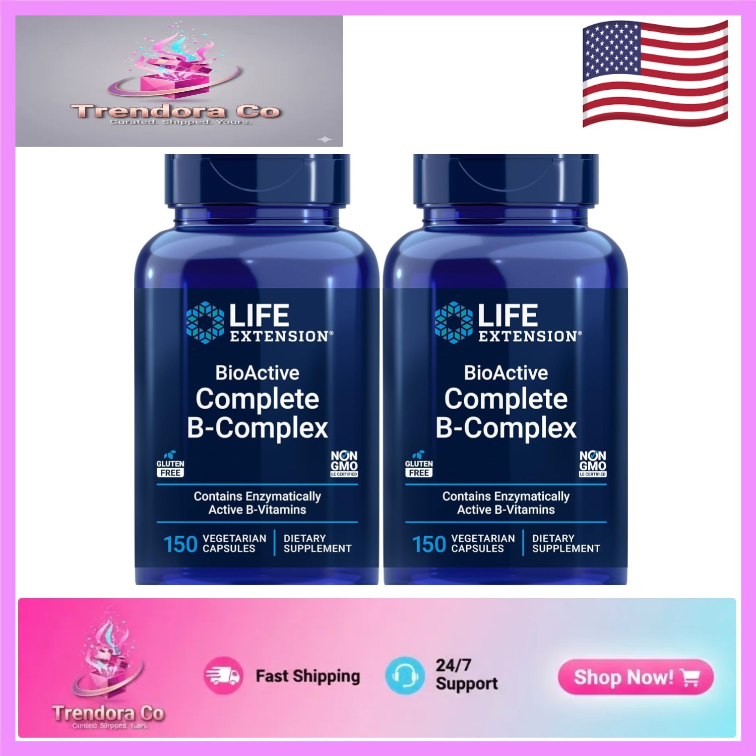 BioActive Complete B-Complex 150 Caps – Vegetarian Vitamin B Supplement