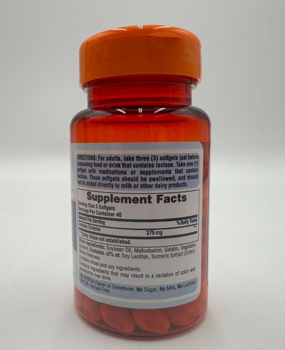 Puritan’s Pride Lactase Enzyme 125 mg, 120 Softgels, EXP: 10/26