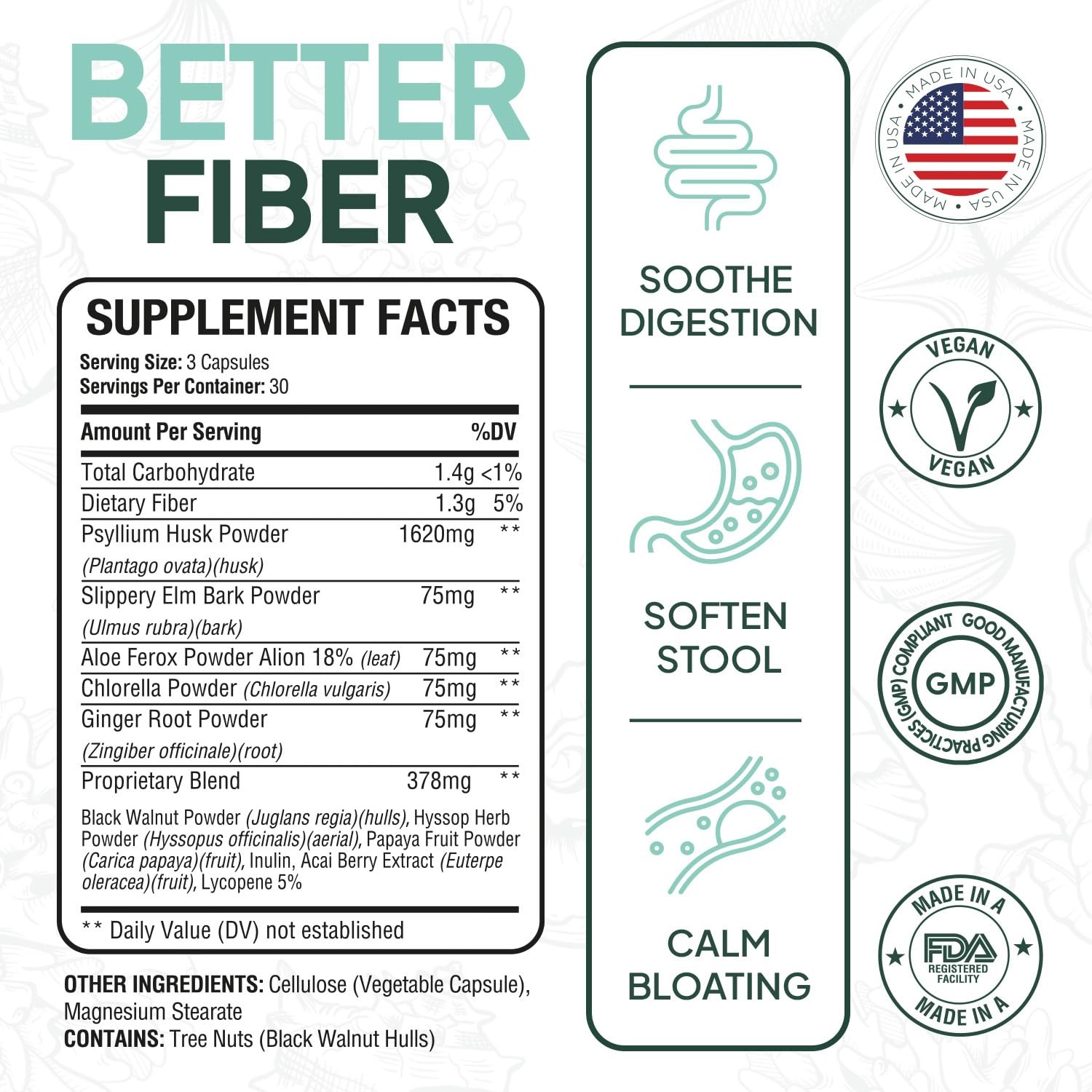 Organics Ocean Better Fiber Daily Fiber Supplement Soften Stool for Effortl…