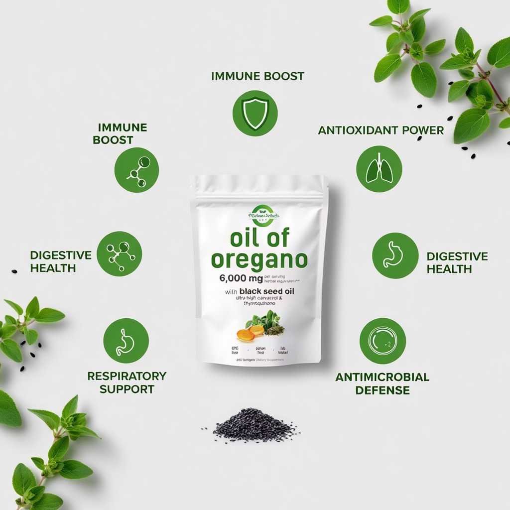 3 Pack Oil of Oregano 6000mg Black Seed Oil 900 Softgels Immune Digestive Carvac