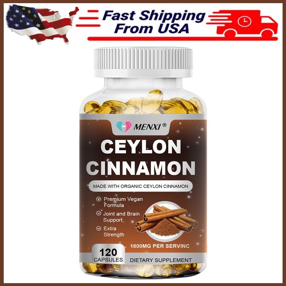 Organic Ceylon Cinnamon 360 Capsules 1800mg Highest Potency Blood Sugar Support