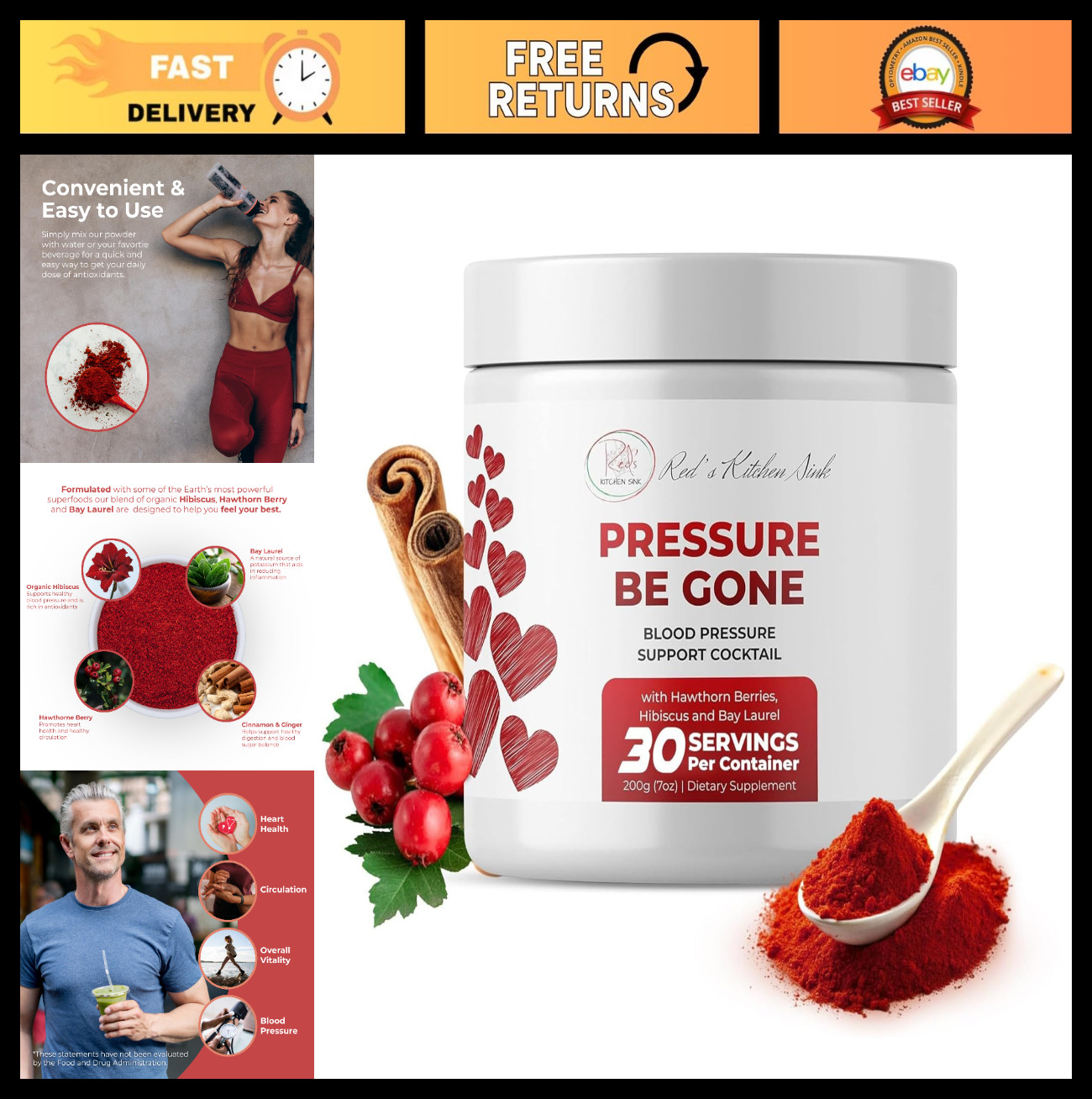 Daily Superfood Powder – Hibiscus, Hawthorn Berry, Ginger & More – 200g, 30-Day