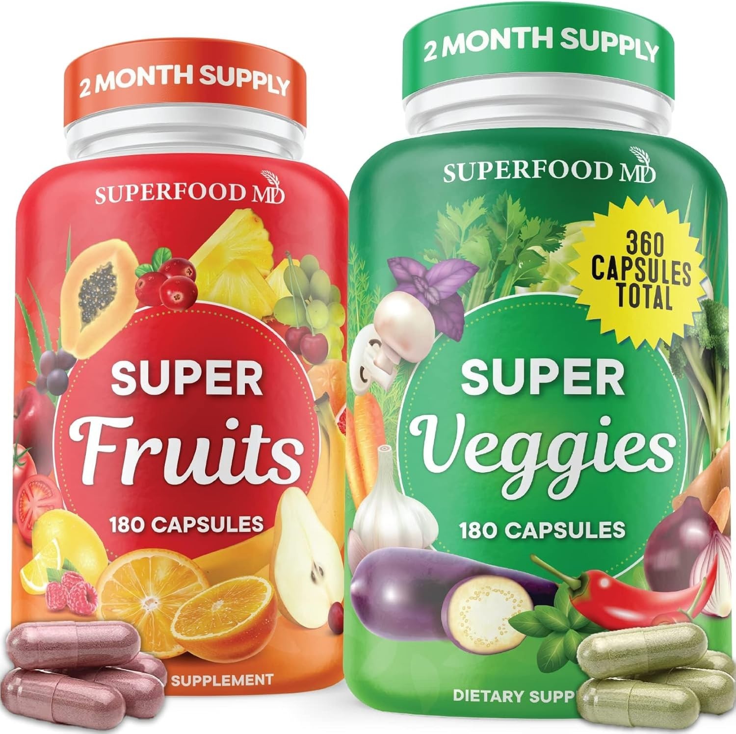 Ultimate Superfood Blend – 360 Olive Leaf-Infused Fruit & Veggie Capsules