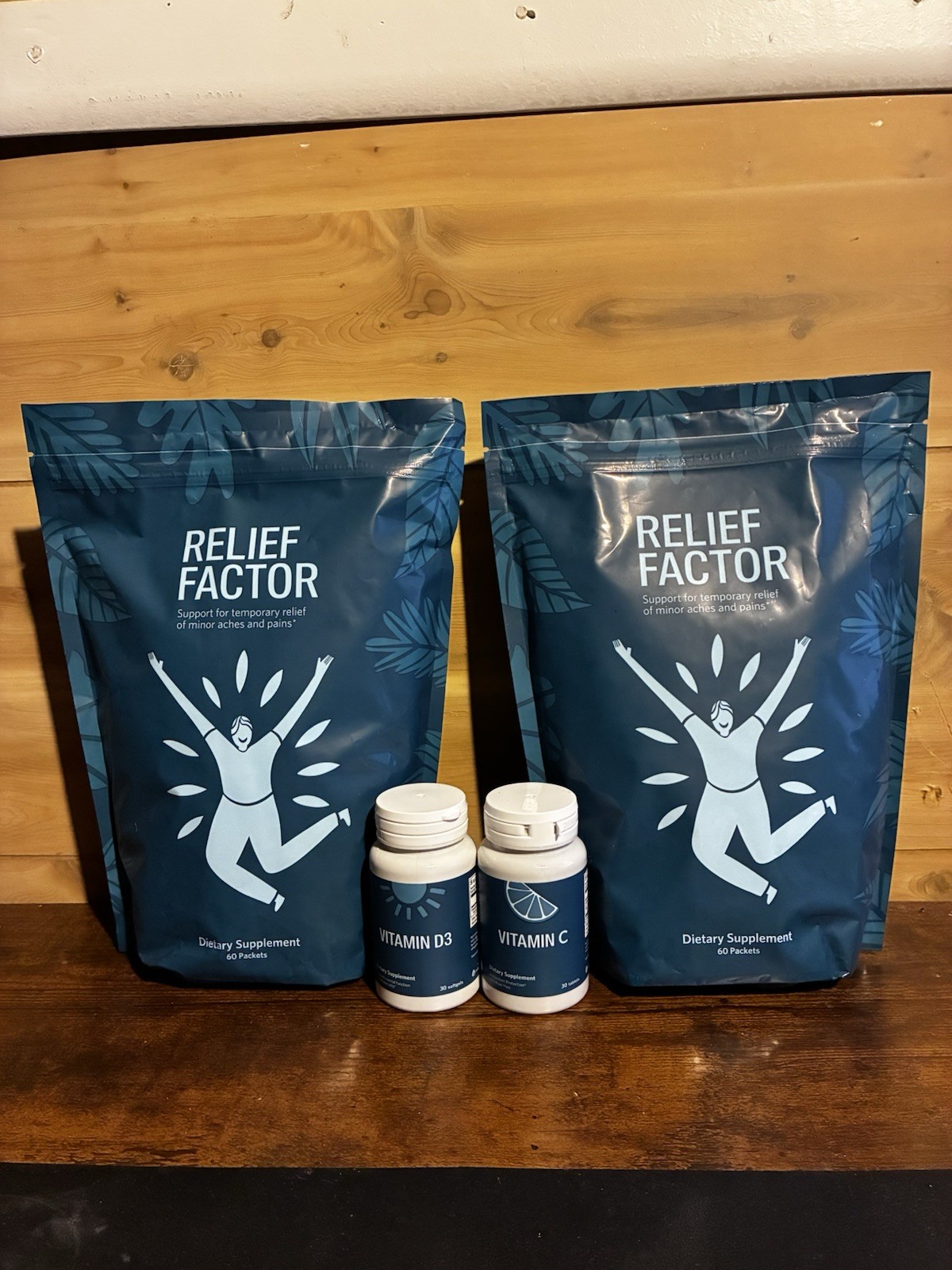 Relief Factor (120 Caps) Vitamin D3 And Vitamin C Both 30 Caps Each, Free Ship.