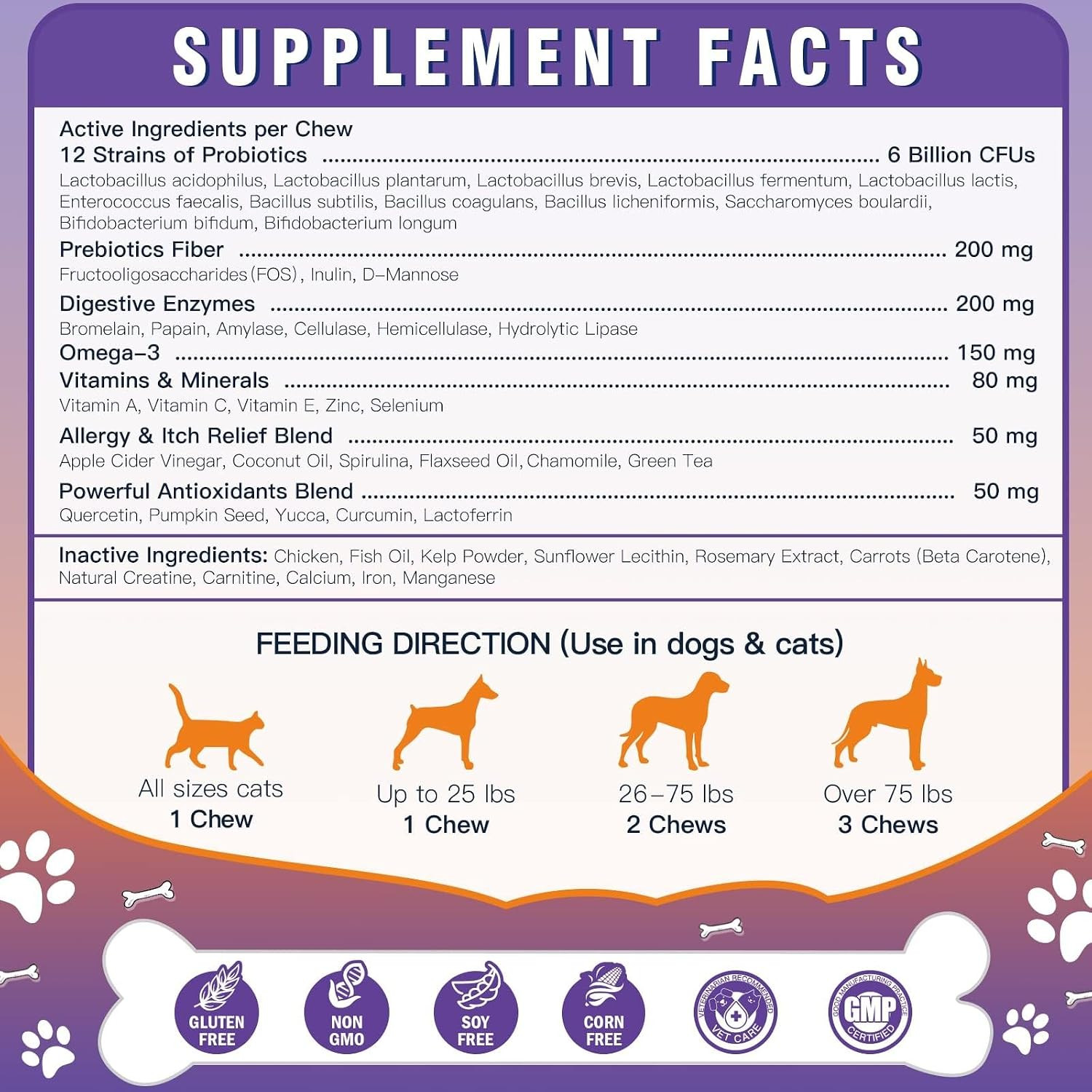DRFOSTER Probiotics & Digestive Enzymes for Dogs, Freeze-Dried, 120 Bites | 3-In