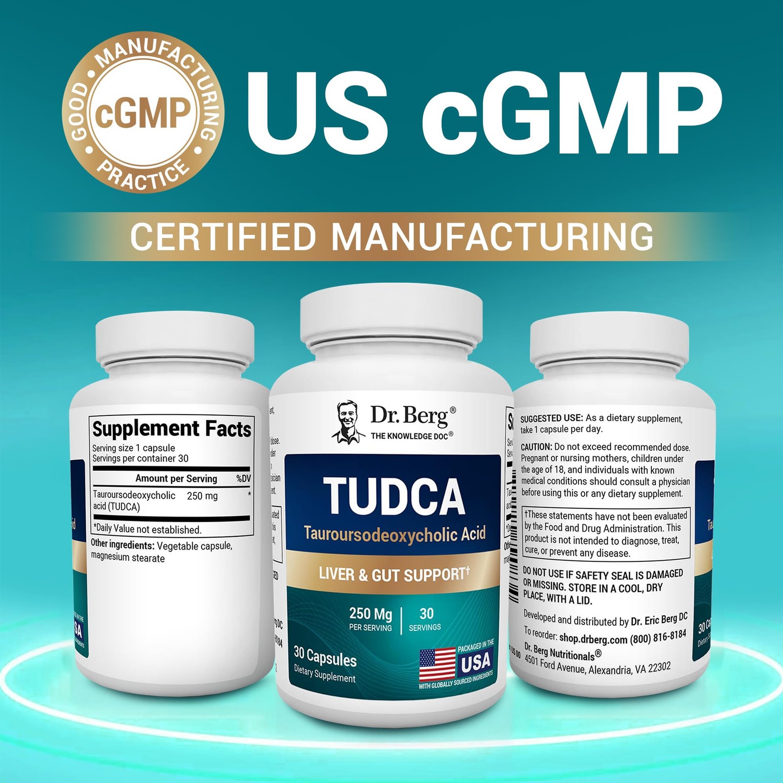 Dr. Berg TUDCA Supplement (Tauroursodeoxycholic Acid) – 30 Count (Pack of 1)