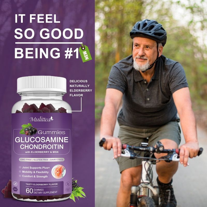 2 Pack Glucosamine Chondroitin Gummies MSM Triple Strength Joint Support 1500mg
