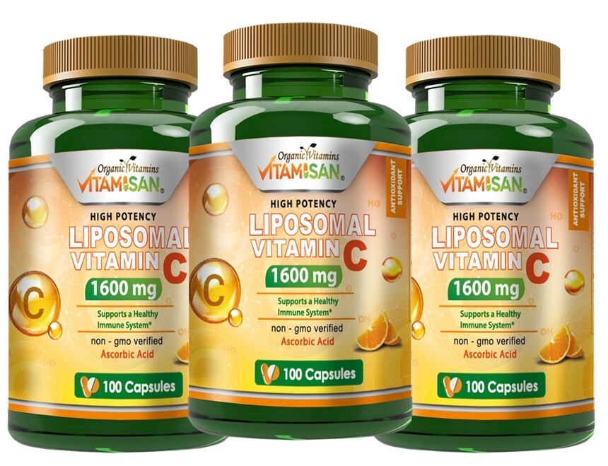 3 Pure Vitamin C 1600mg support immune System high quality 300 capsules ascorbic