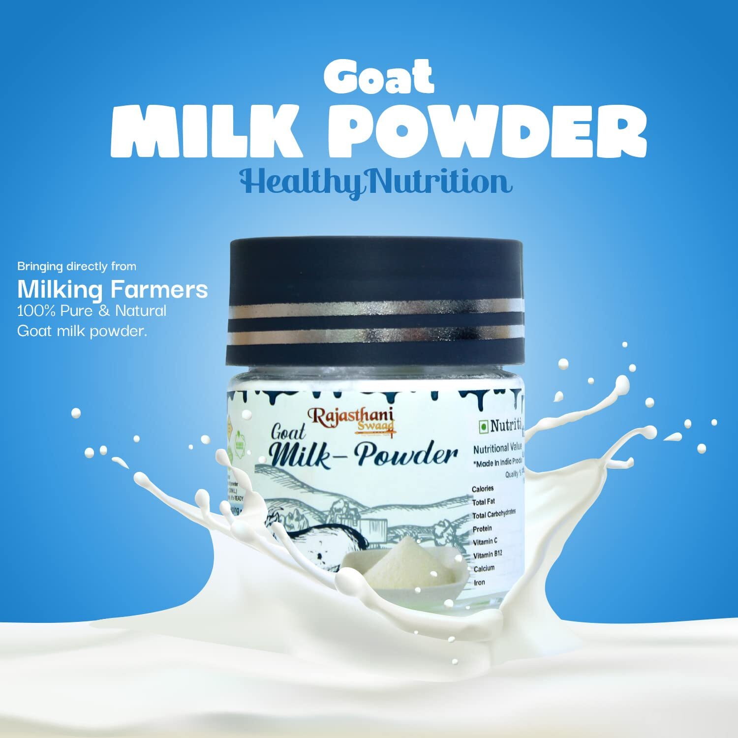 Rajasthani Swaad Goat Milk Powder Freeze Dried Homemade Natural Grass Fed Goat