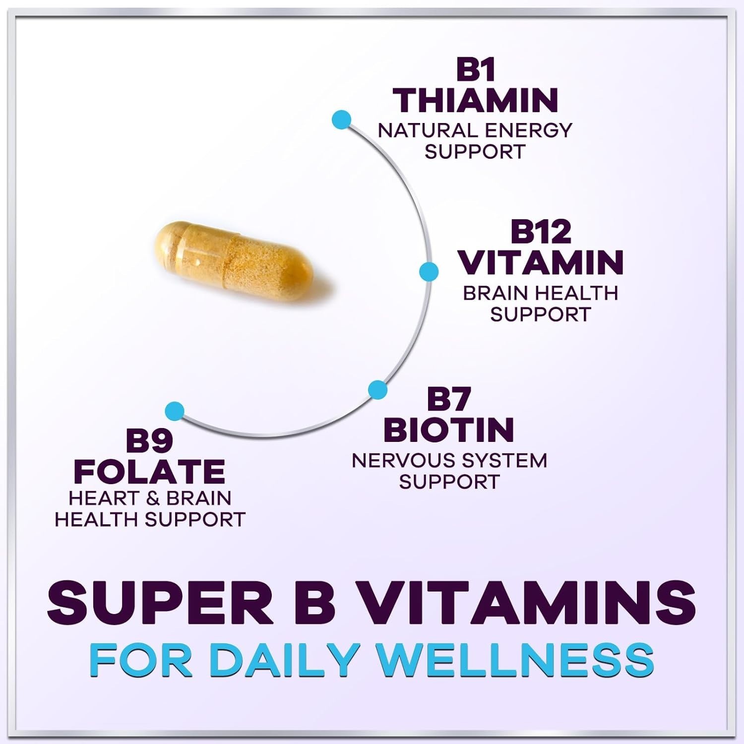 B Complex Vitamin Supplement 1000mcg – 3X Strength with Vitamin C & Folic Acid