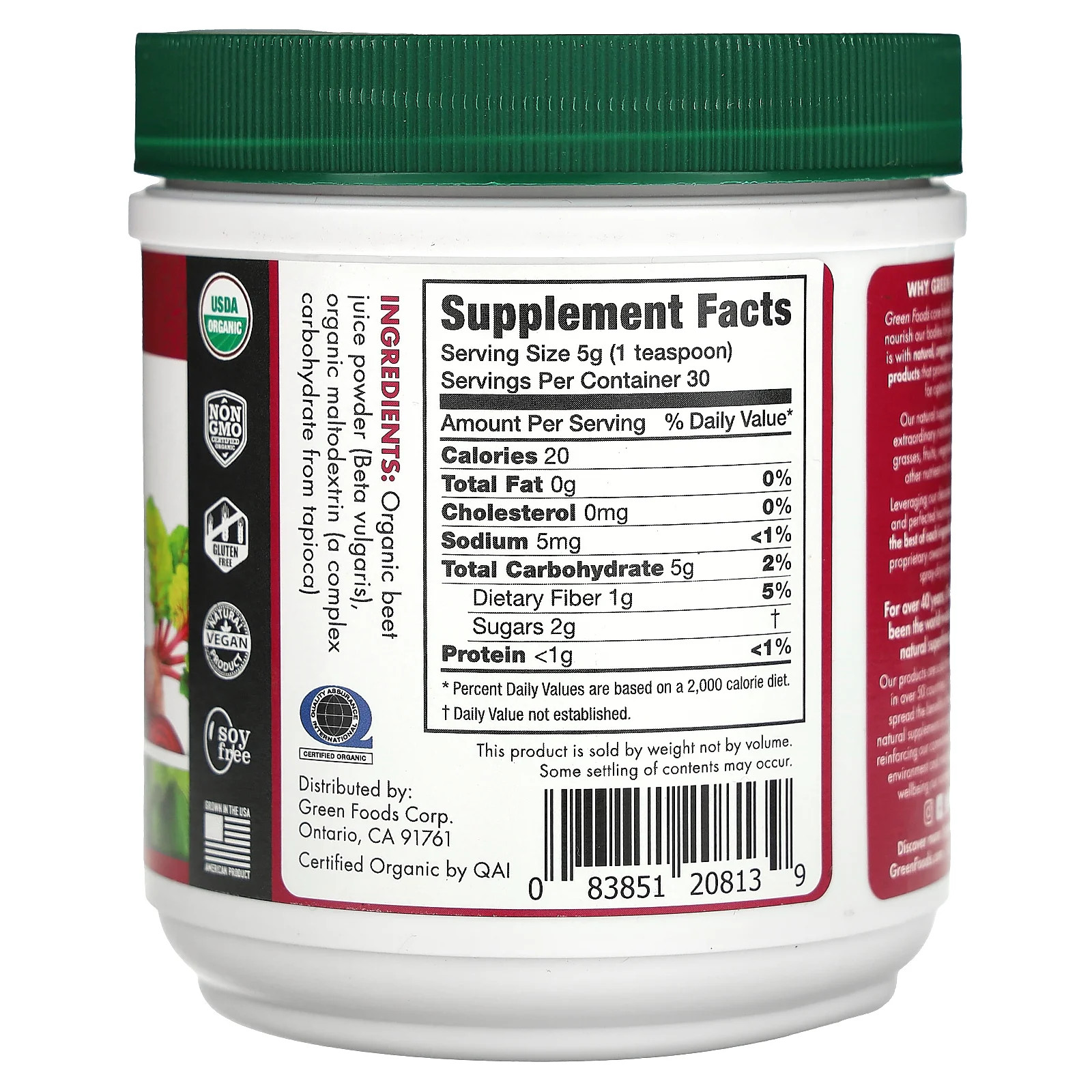 Organic Beet Essence Juice Powder, 5.3 oz (150 g)
