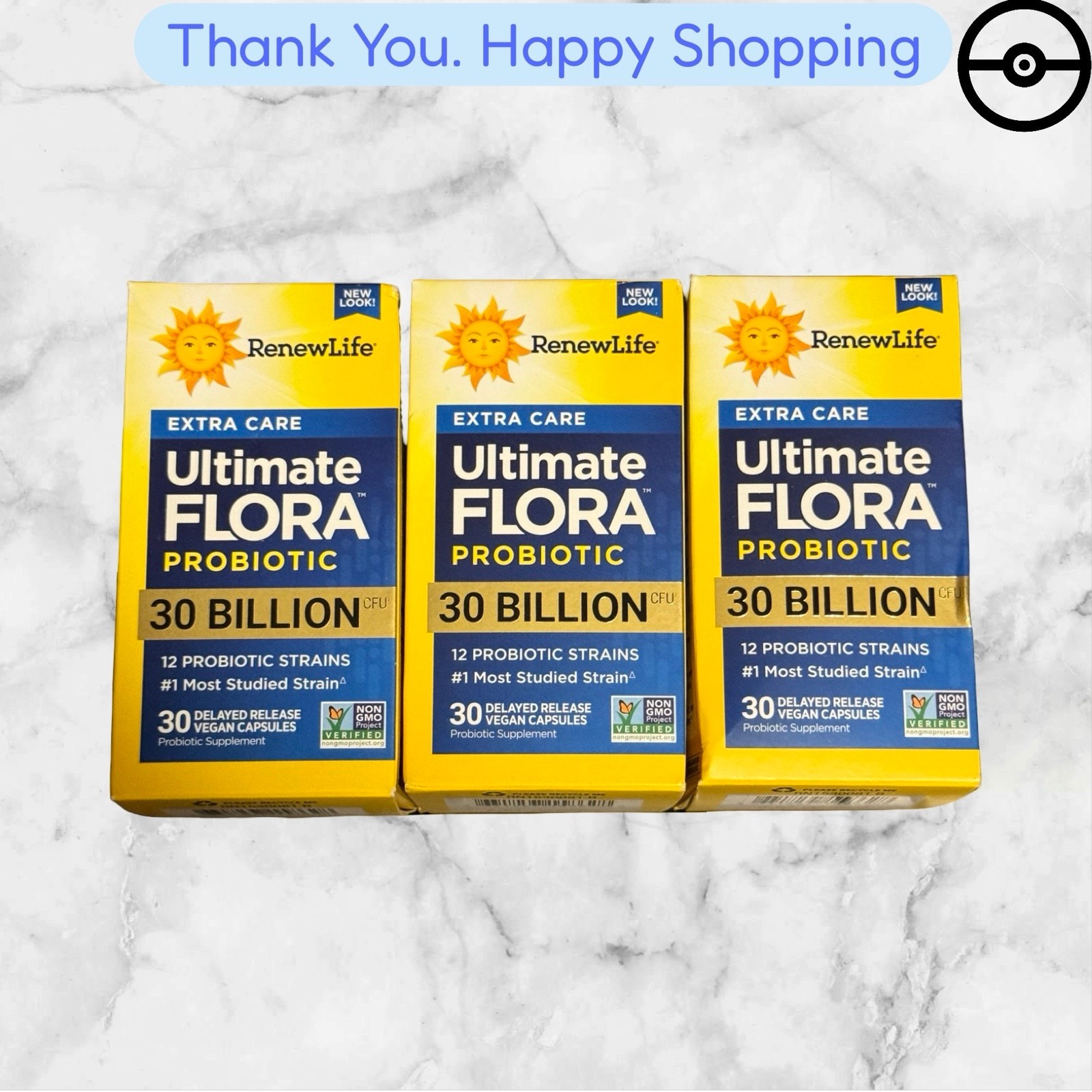 3 X RENEWLIFE EXTRA CARE ULTIMATE FLORA PROBIOTIC 30 BILLION – 30 EACH EXP 05/27