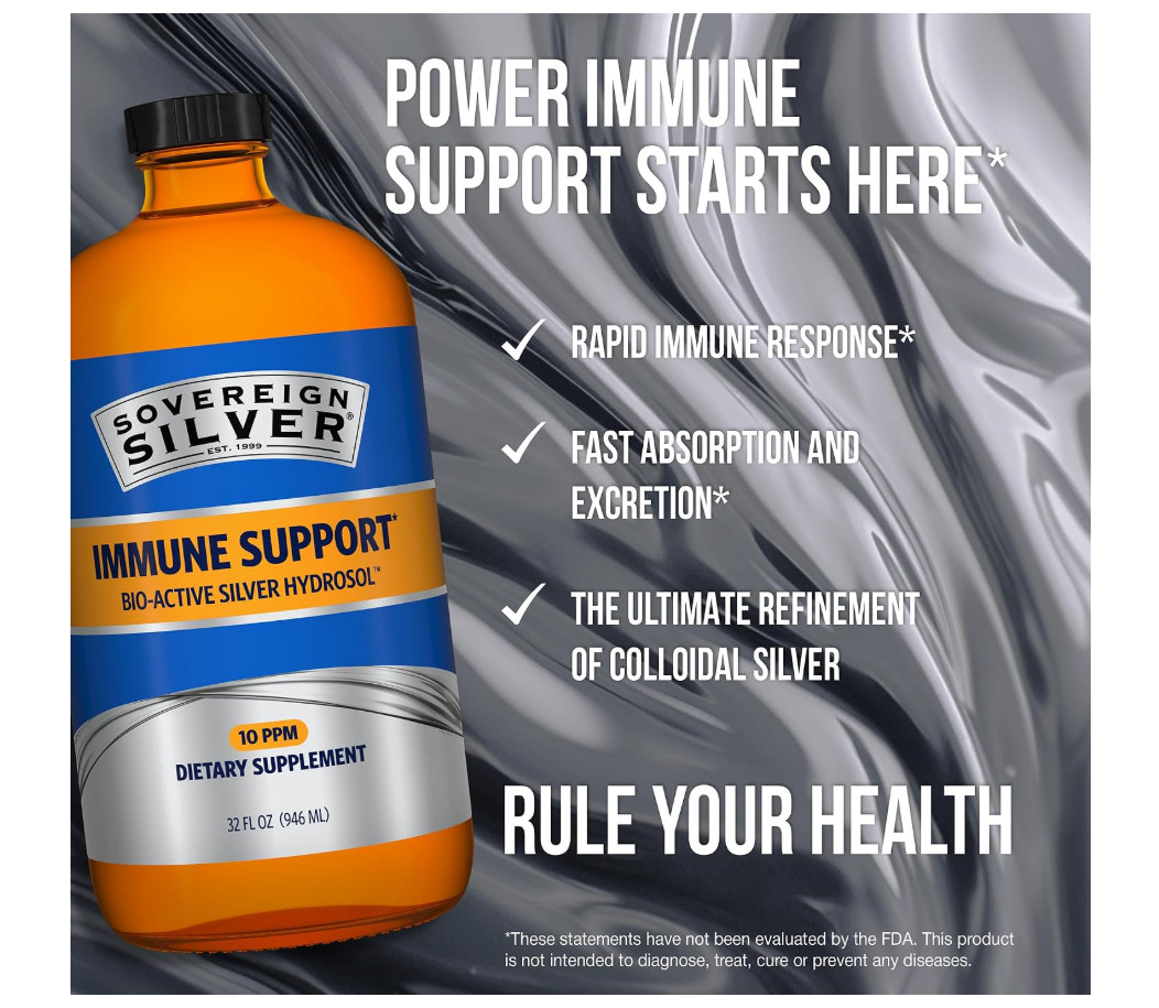 Sovereign Silver 10 ppm Colloidal Silver Immune Boost 32 Fl Oz NEW!