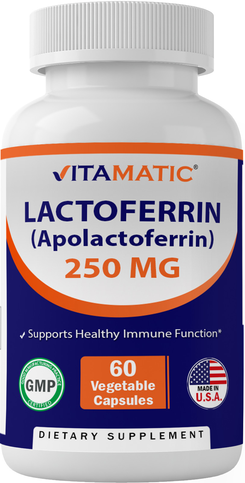 Vitamatic Lactoferrin 250mg (Apolactoferrin), 60 Vegetable Capsules
