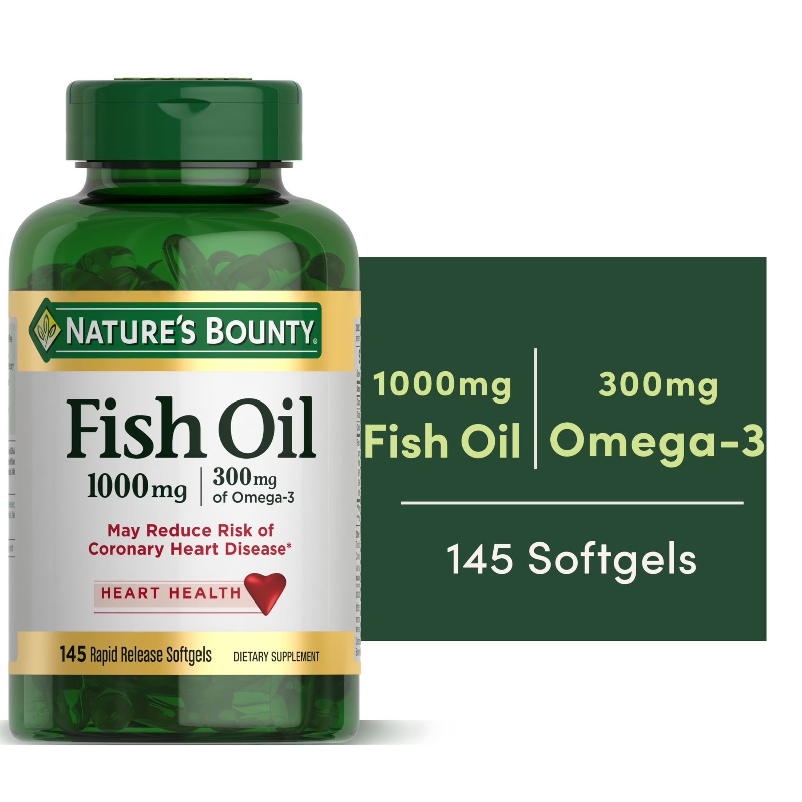 Nature’s Bounty Fish Oil With Omega 3 Softgels, 1000 Mg, 145 Ct.