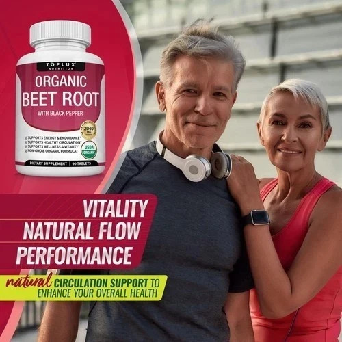 Organic Beet Root 2040mg + Black Pepper for Circulation & Energy