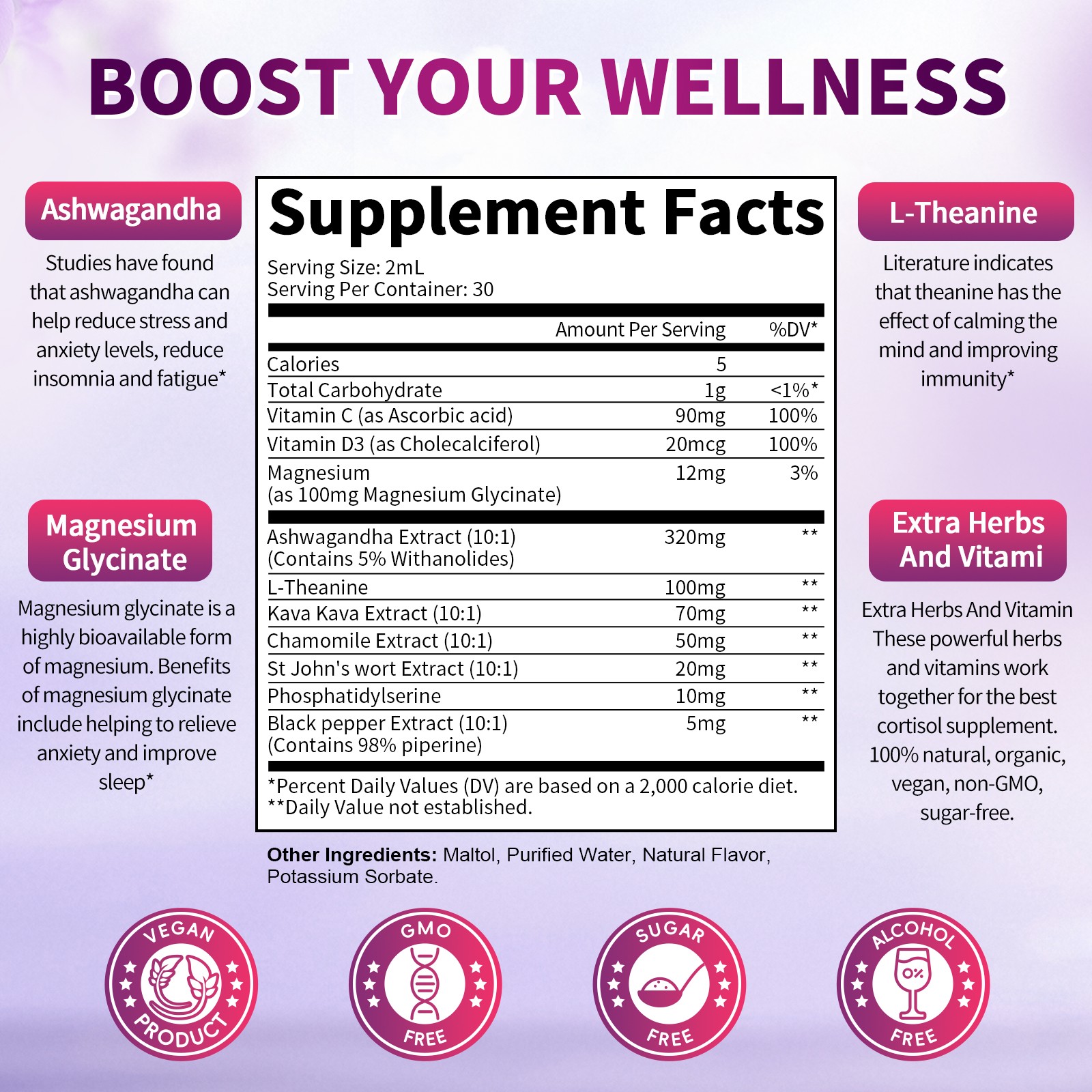 Cortisol Supplements for Women & Men, 10-In-1 Cortisol Reducer Detox 2oz