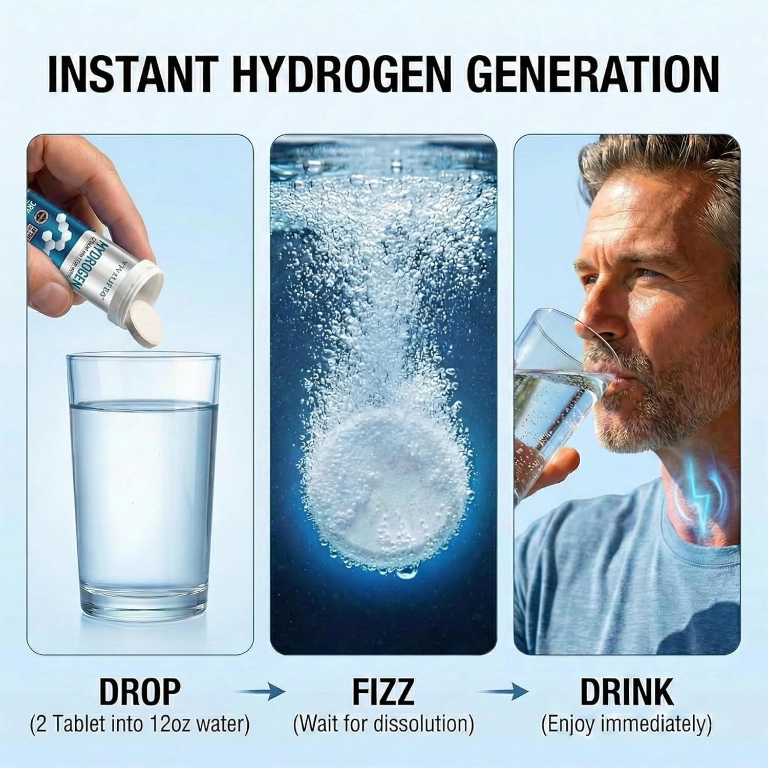 Hydrogen Water Tablets, 100 ct, Lemon & Raspberry, Magnesium, Energy & Recovery