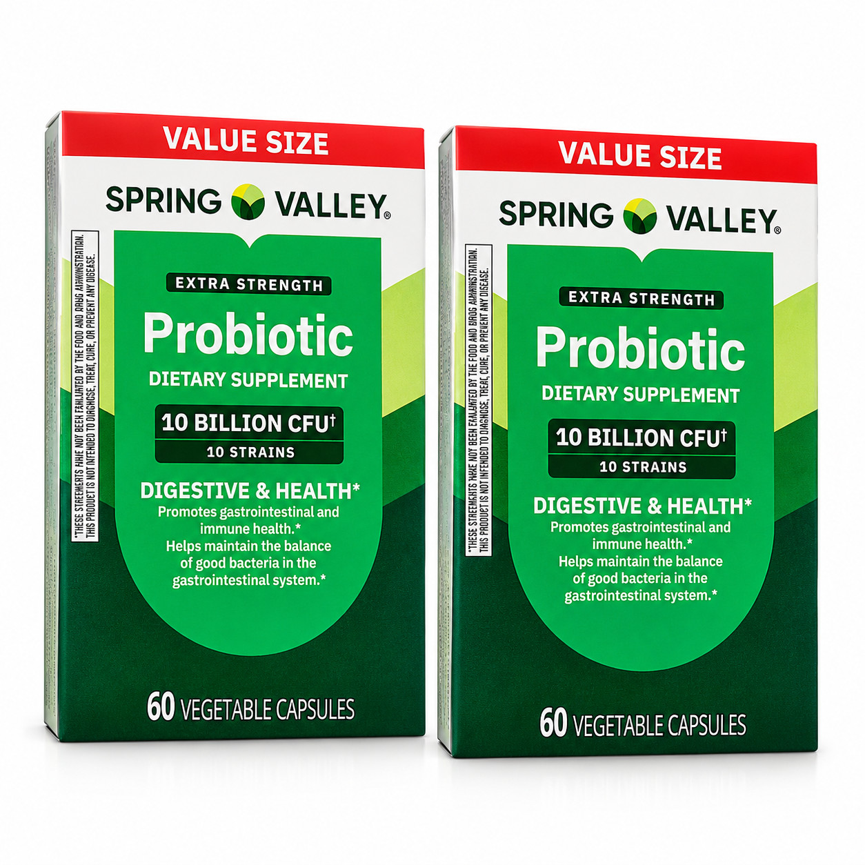 Spring Valley Extra Strength Probiotic 10 Billion CFU 2 Pack 60 Capsules