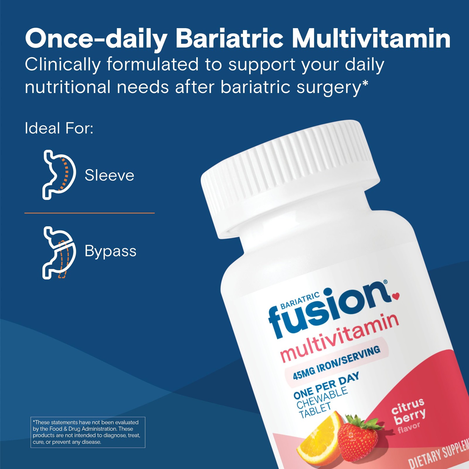 One Per Day Bariatric Multivitamin with Iron Chewable | Citrus Berry Flavor | Vi