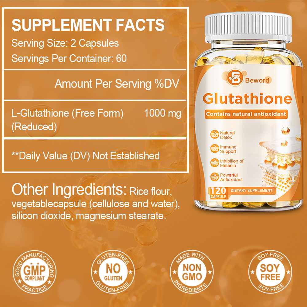 L-Glutathione 1000mg Capsules – Antioxidant, Liver, Immune & Cell Health Support