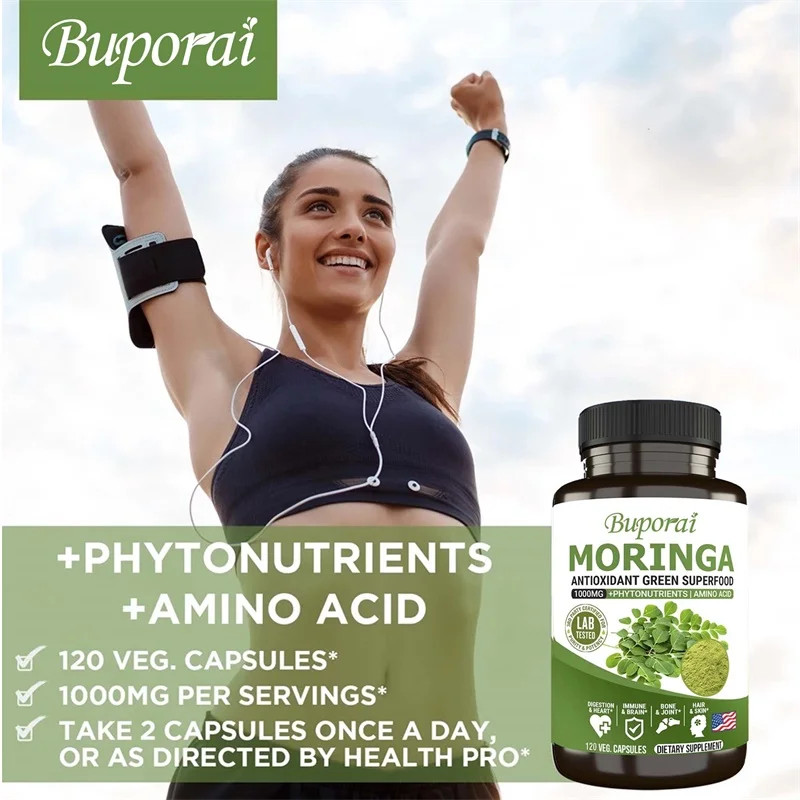 Moringa 120pcs,Energy Production, Supports Skin and Gut Health, Boosts Vitality