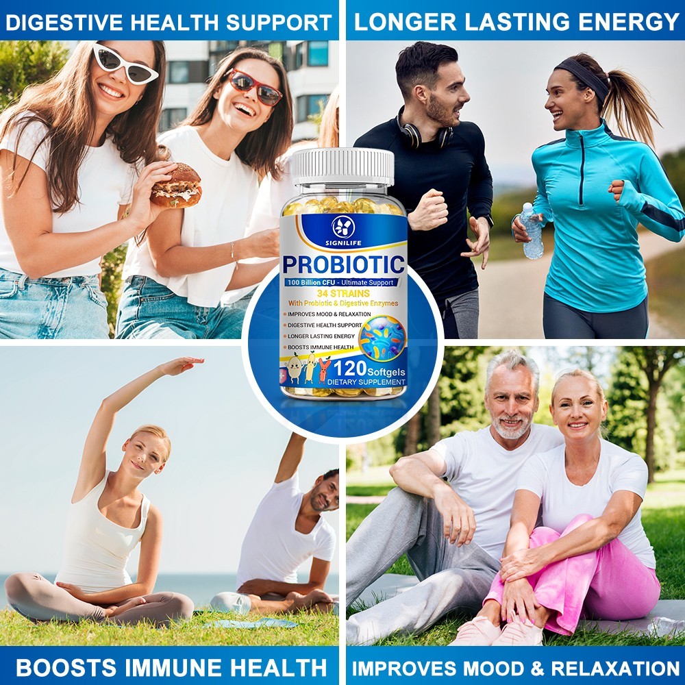 2 Packs 120 Caps Probiotics 100B CFU for Digestive & Immune System Support