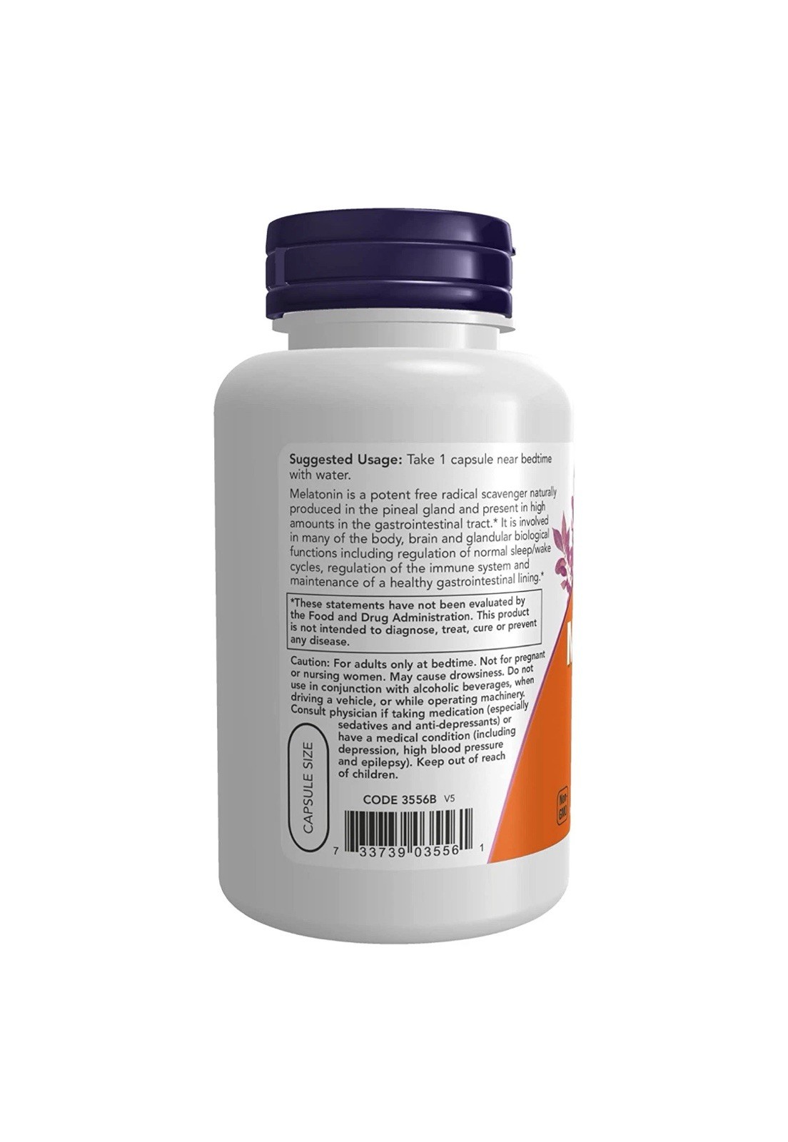 NOW Foods Melatonin 5 mg 180 Veg Caps Exp 07/2026