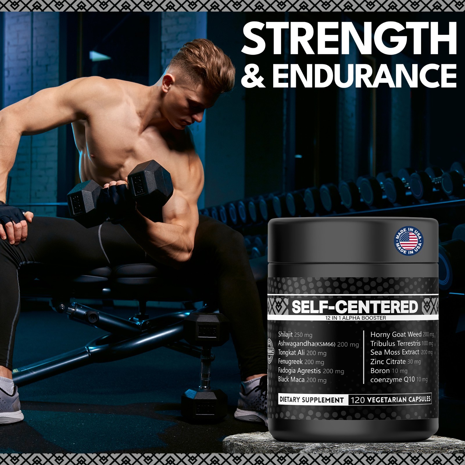 Self Centered: 12-in-1 ALPHA BOOSTER for Men, Muscle Growth, Energy,2 MONTH SPLY