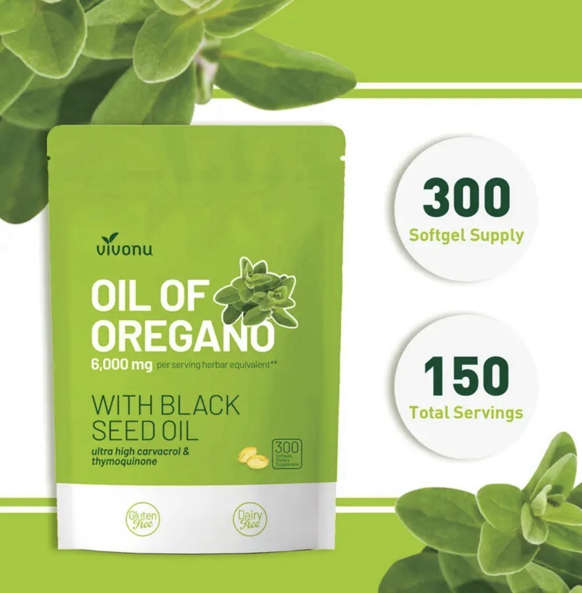 NEW Oil of Oregano Softgels with Black Seed Oil – 6000mg Oregano Oil
