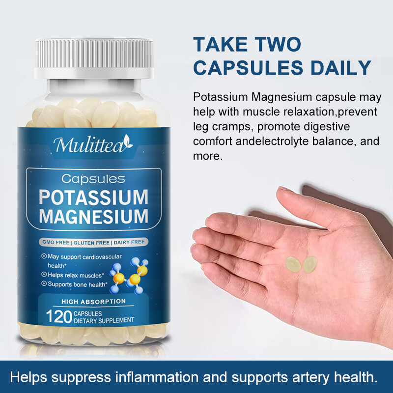 Potassium Magnesium 120Pills Helps Sleep,Immune Booster,Bone&Muscle Health