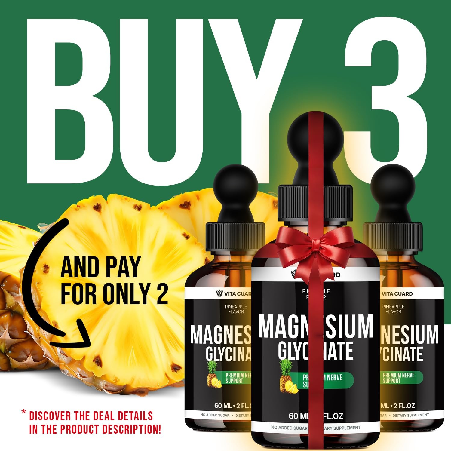 Magnesium Glycinate 500mg Liquid Drops – Sugar-Free 2 Fl Oz (Pack of 1)