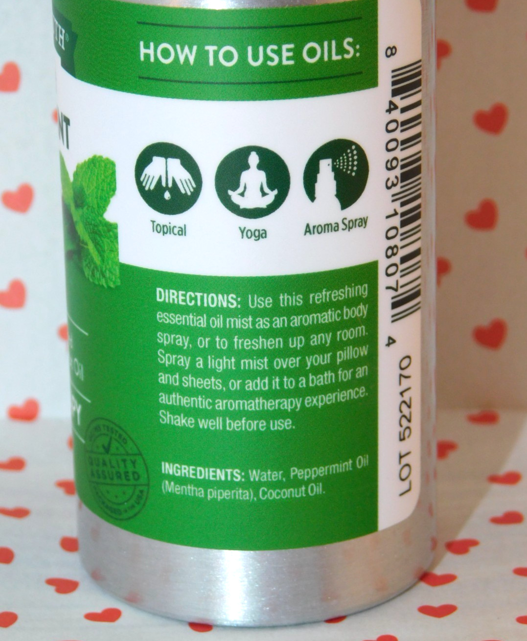 NATURES TRUTH Peppermint Essential Oil Topical Mist 2.4oz Plant Based Mint Spray